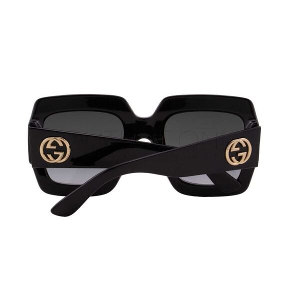 New Gucci Women Sunglasses Black Oversized Square GG0053SN-001 Gray Gradient - Picture 9 of 12